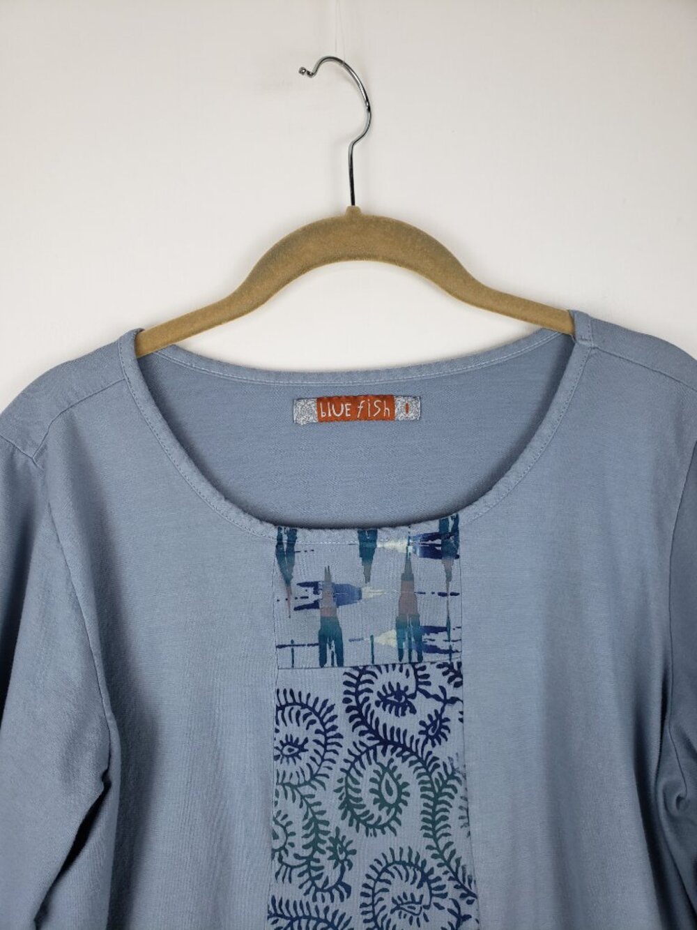 Blue Fish Clothing Sunny Day Top Summer Blue Bell Seam 3/4 Size 1 Womens M - Picture 3 of 8